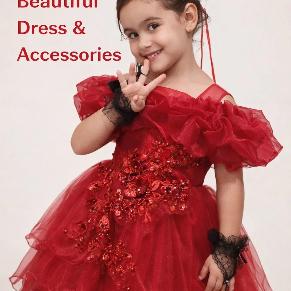 Elegant Red Kids Costume Dress 5 years
